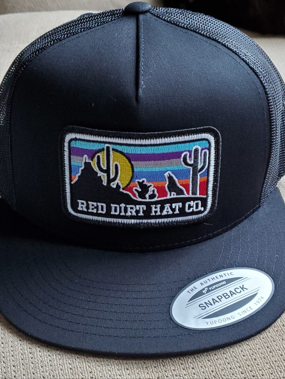 Black Snapback Trucker Hat with Desert Patch